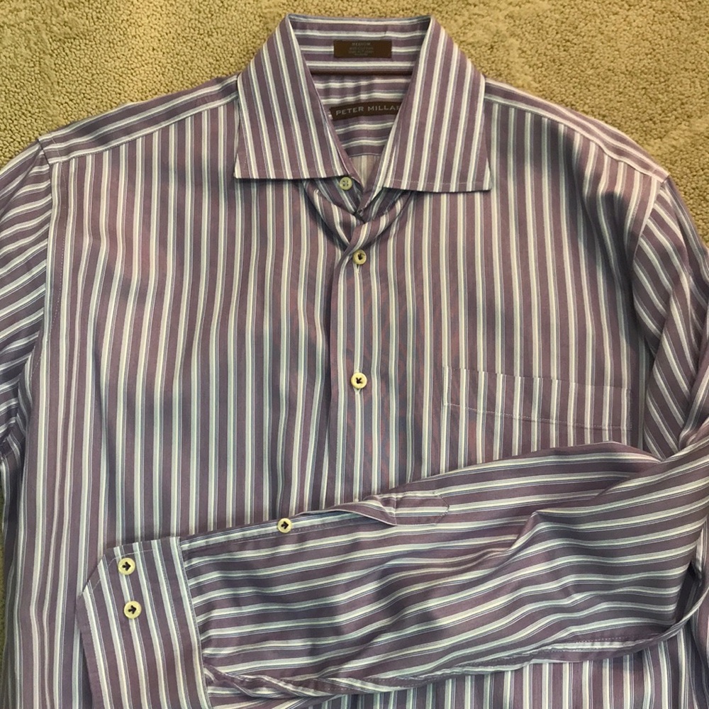 Peter Millar button down. Purple striped. Size M